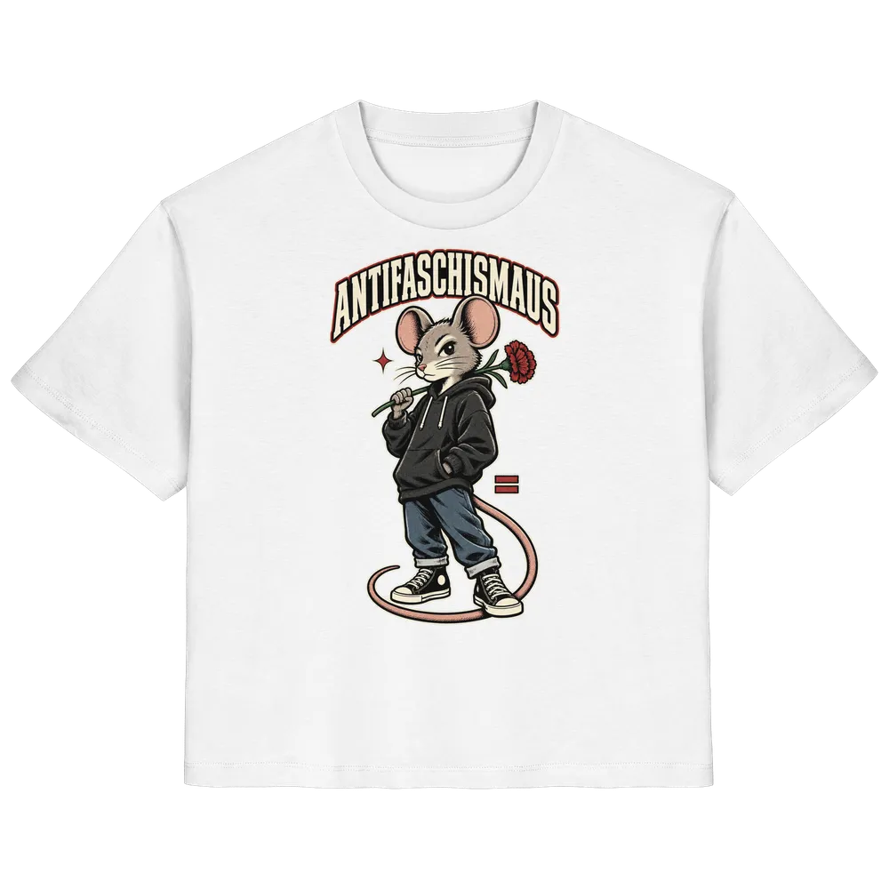 Antifaschismaus — Ladies Organic Shirt in White von Personal Paramedic