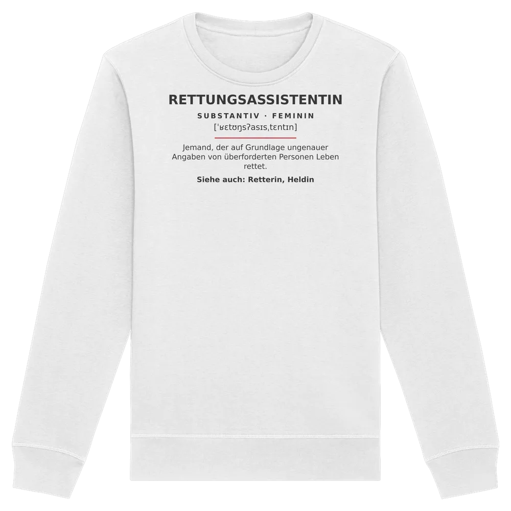 Rettungsassistentin - Rettungsdienst — Organic Basic Unisex Sweatshirt in White von Personal Paramedic