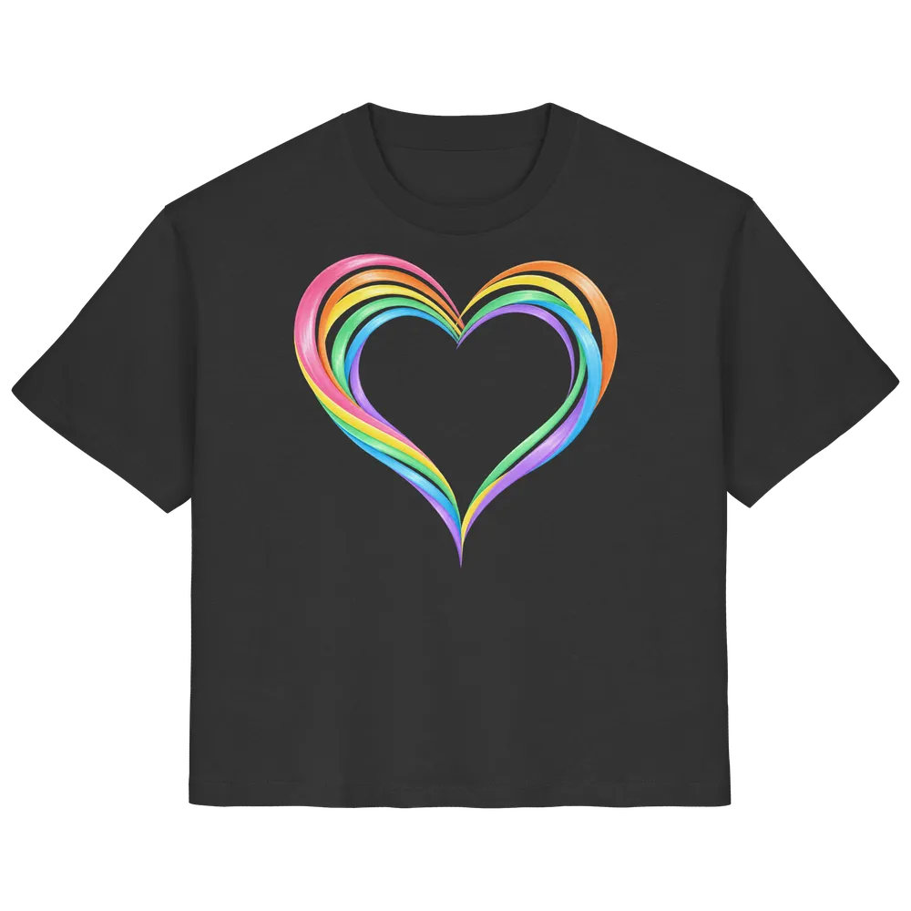 Pastell-Regenbogenherz — Ladies Organic Shirt in Black von Personal Paramedic