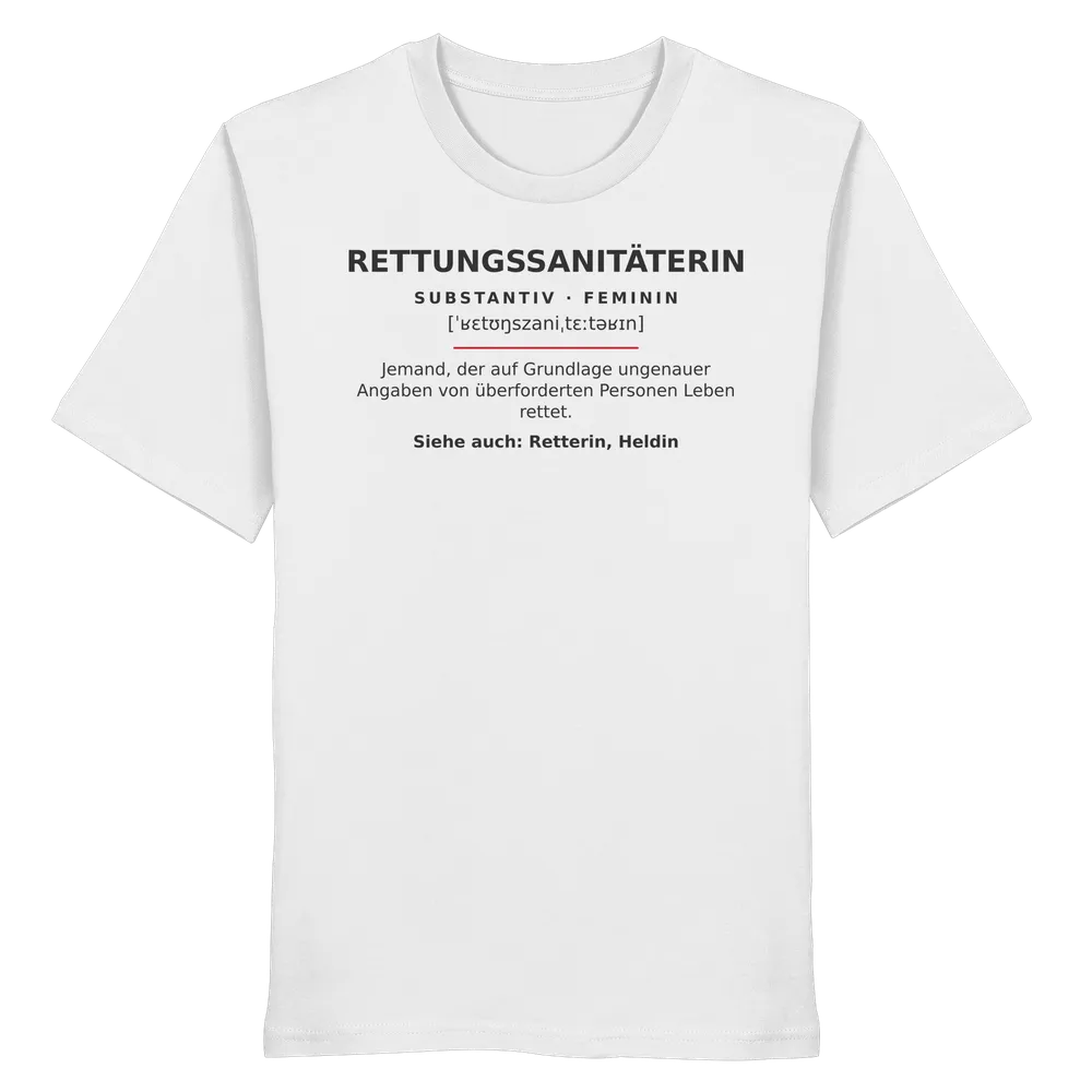 Rettungssanitäterin - Rettungsdienst — Organic Shirt in White von Personal Paramedic