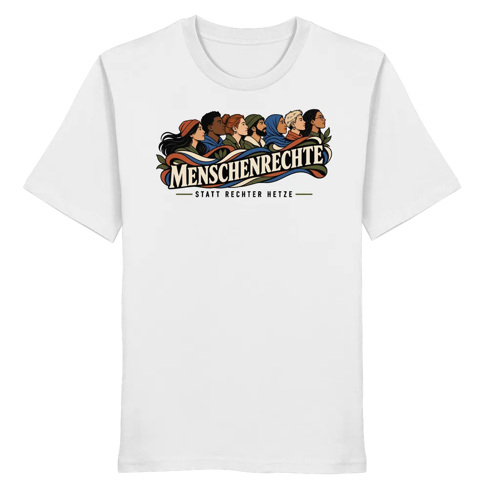 Menschenrechte statt rechter Hetze — Organic Shirt in White von Personal Paramedic