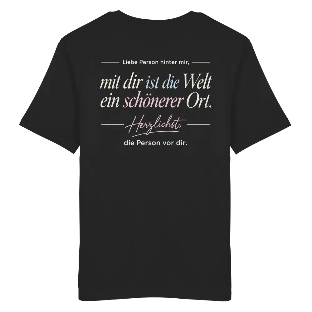 Liebe Person hinter mir (Rückenprint) — Organic Shirt in Black von Personal Paramedic