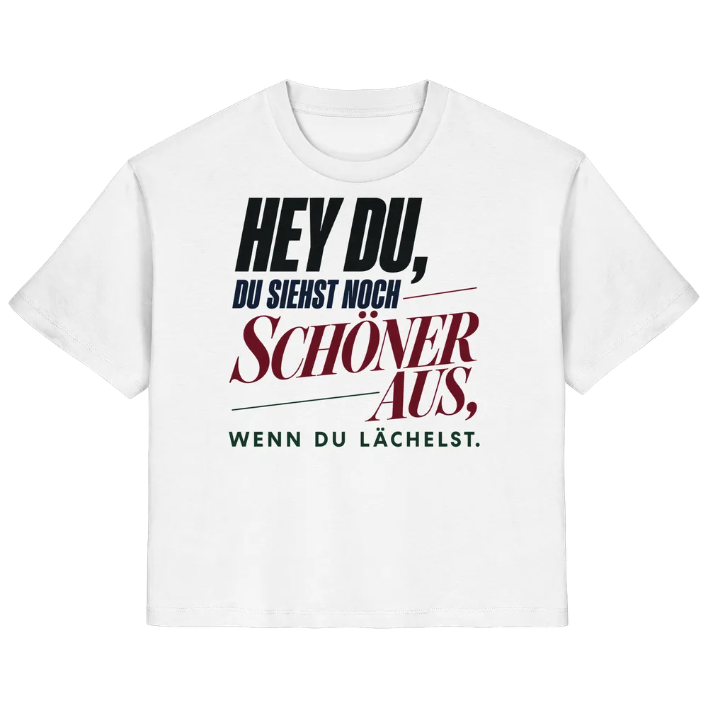 Hey du, du siehst noch schöner aus, wenn du lächelst — Ladies Organic Shirt in White von Personal Paramedic