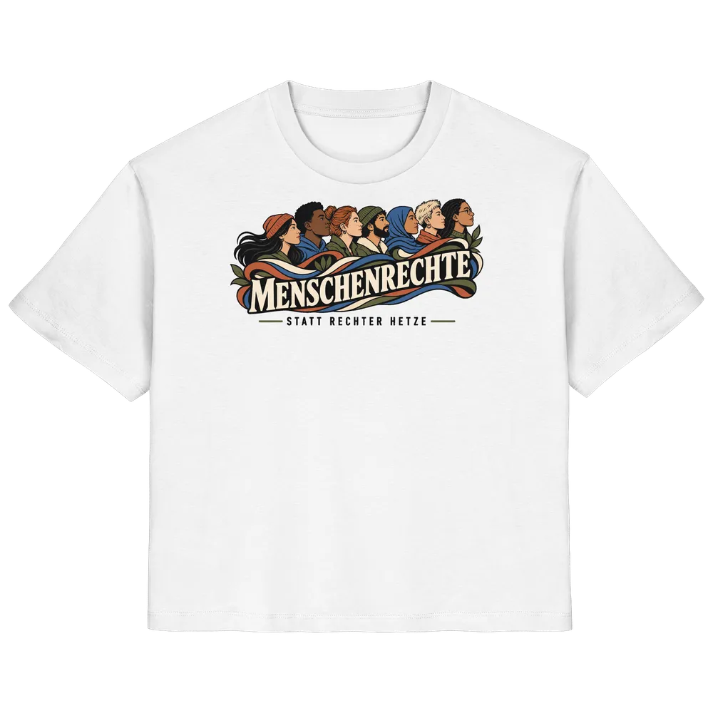 Menschenrechte statt rechter Hetze — Ladies Organic Shirt in White von Personal Paramedic