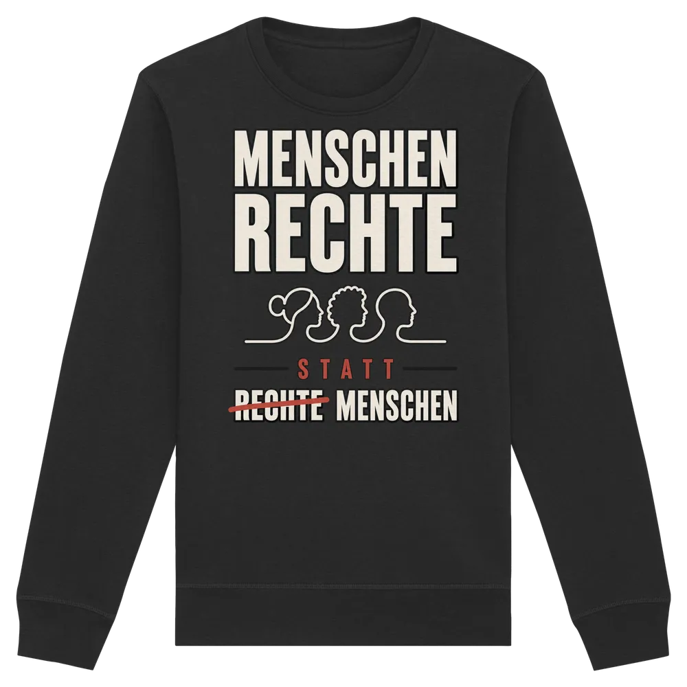 Menschenrechte statt rechte Menschen — Organic Basic Unisex Sweatshirt in Black von Personal Paramedic