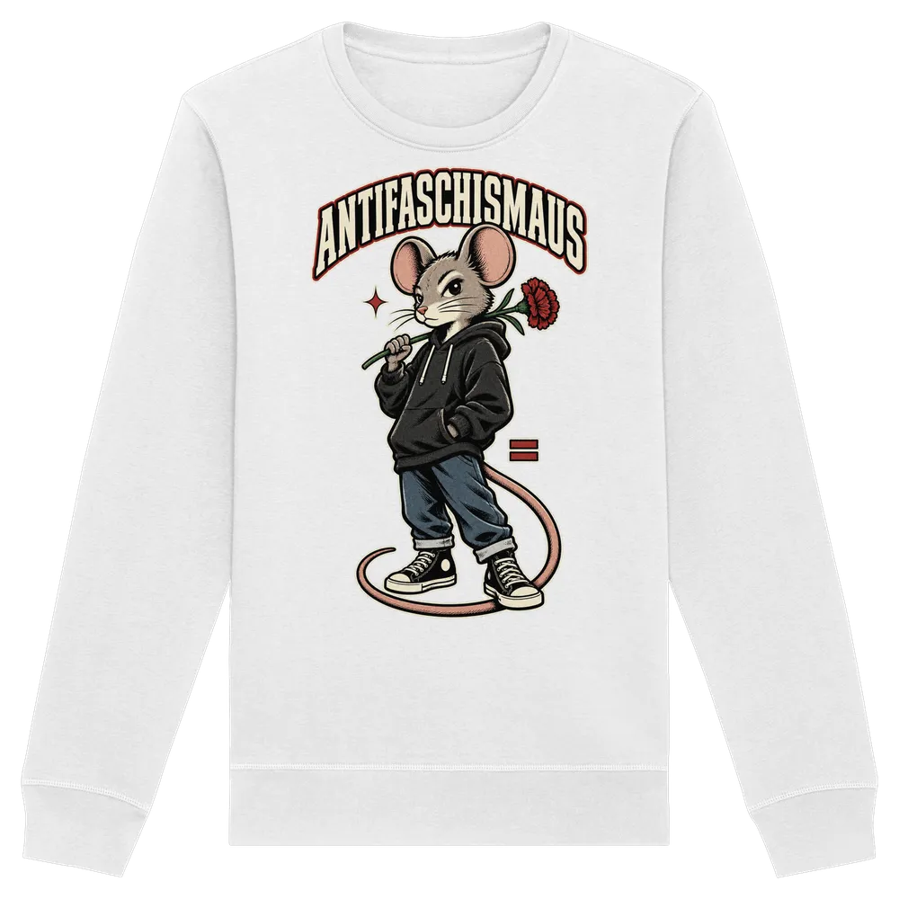 Antifaschismaus — Organic Basic Unisex Sweatshirt in White von Personal Paramedic