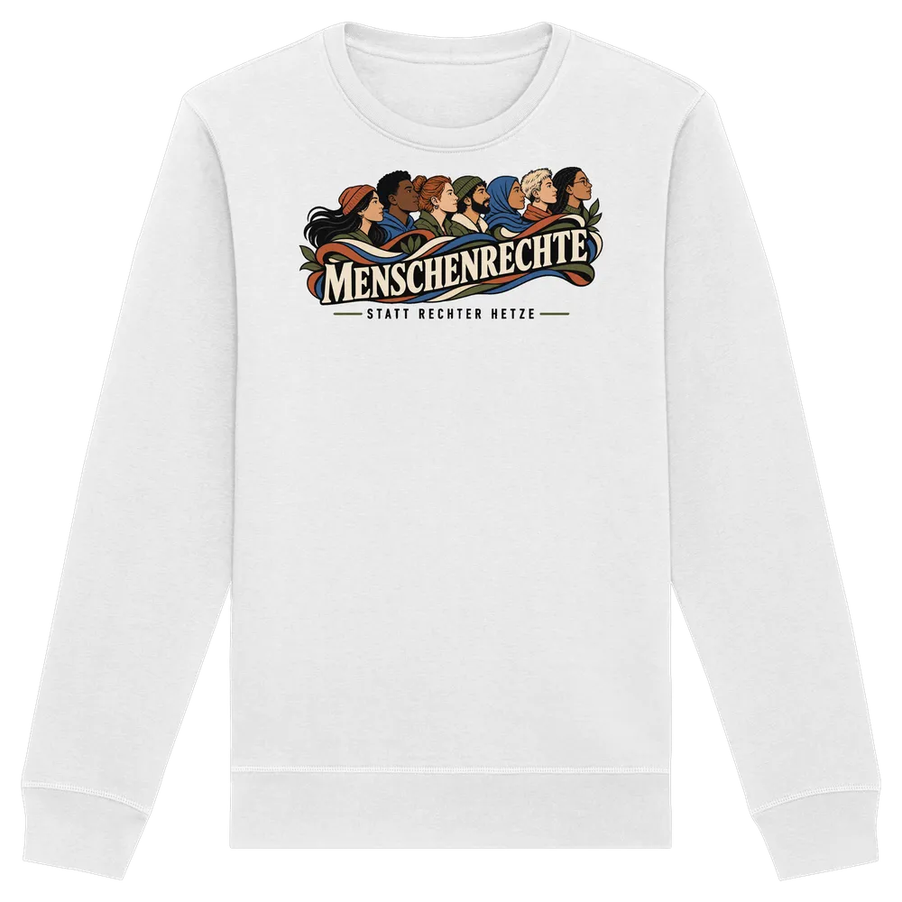 Menschenrechte statt rechter Hetze — Organic Basic Unisex Sweatshirt in White von Personal Paramedic