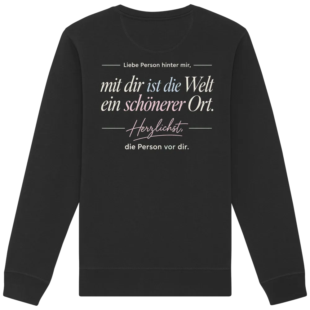 Liebe Person hinter mir (Rückenprint) — Organic Basic Unisex Sweatshirt in Black von Personal Paramedic
