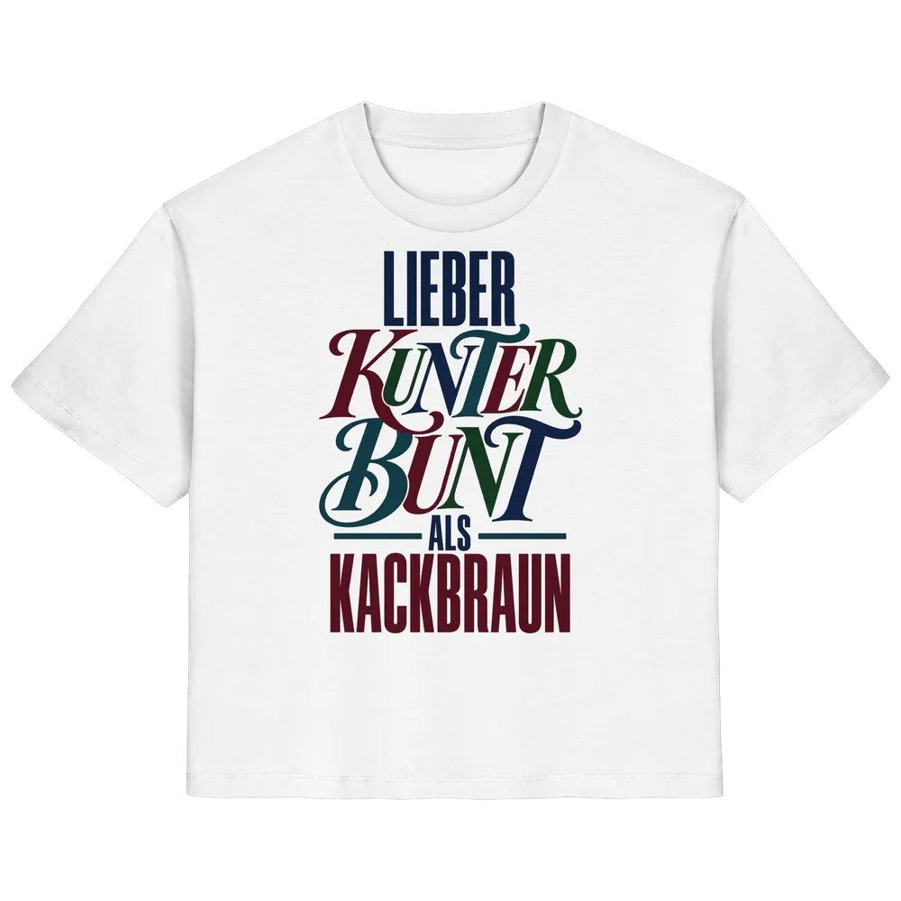 Lieber kunterbunt als kackbraun — Ladies Organic Shirt in White von Personal Paramedic