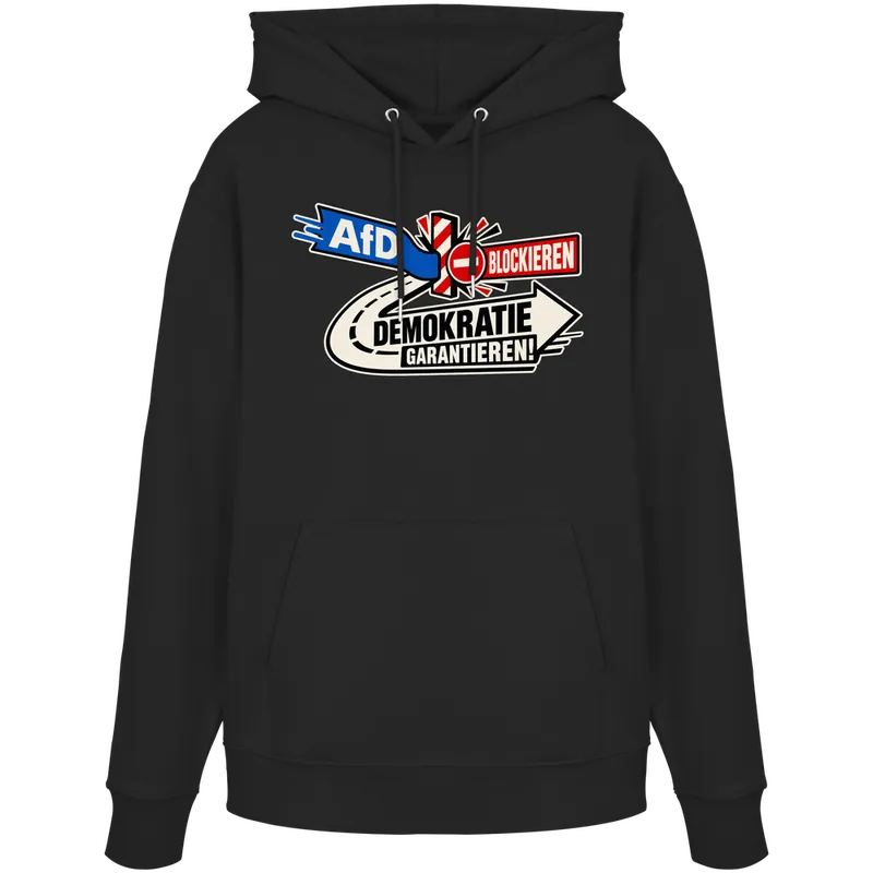 AfD blockieren, Demokratie garantieren — Organic Hoodie in Black von Personal Paramedic