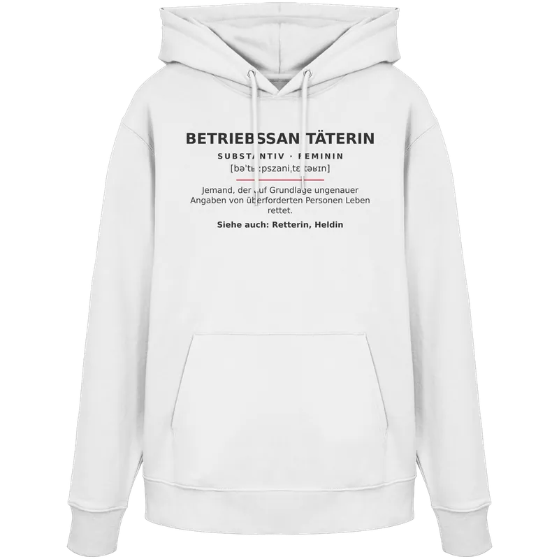 Betriebssanitäterin - Rettungsdienst — Organic Hoodie in White von Personal Paramedic