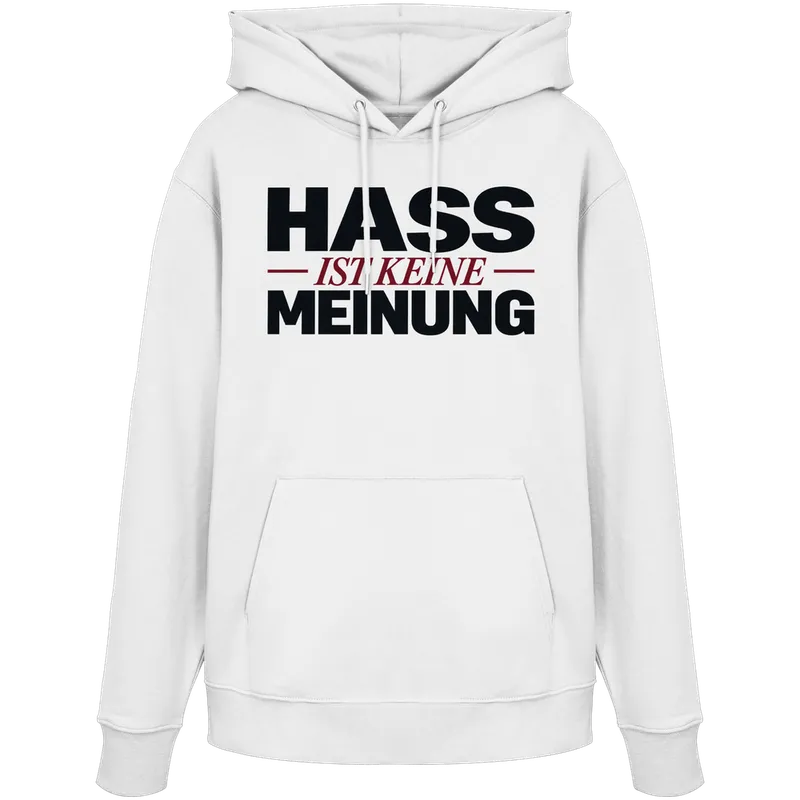 Hass ist keine Meinung (Brustdruck) — Organic Hoodie in White von Personal Paramedic