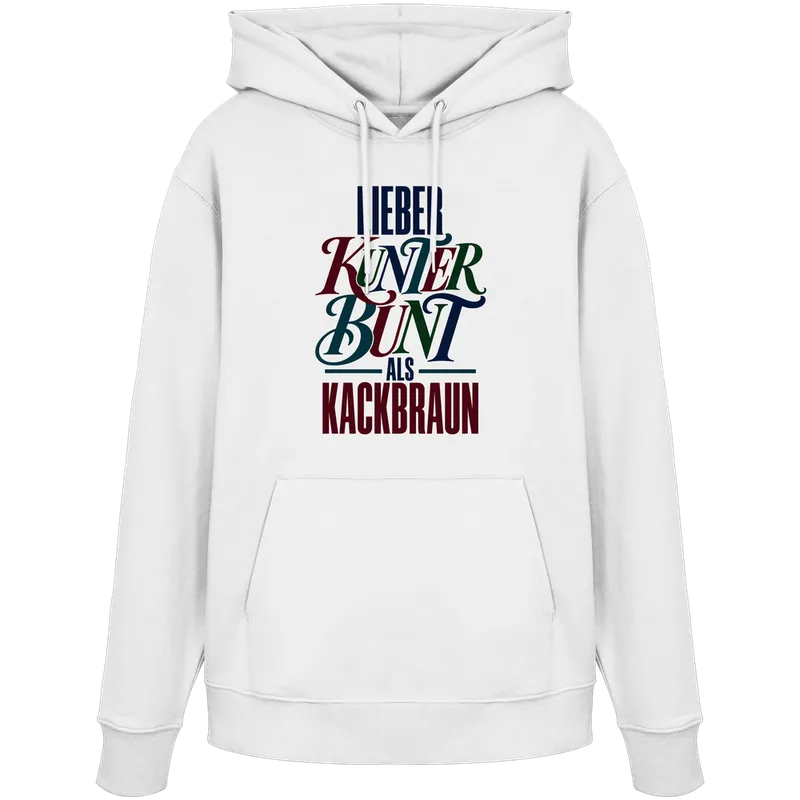 Lieber kunterbunt als kackbraun — Organic Hoodie in White von Personal Paramedic
