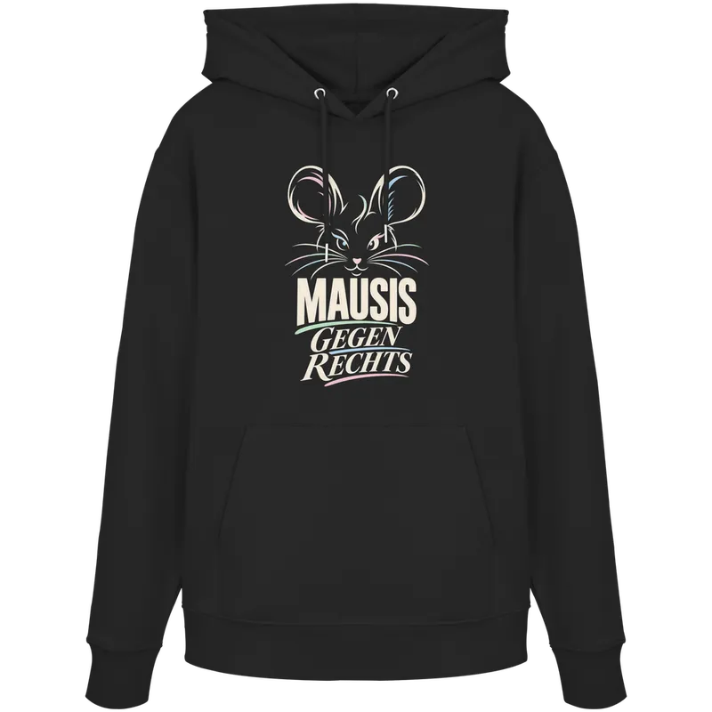 Mausis gegen Rechts — Organic Hoodie in Black von Personal Paramedic