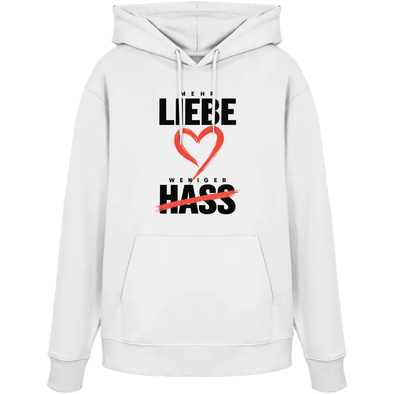 Mehr Liebe Weniger Hass — Organic Hoodie in White von Personal Paramedic