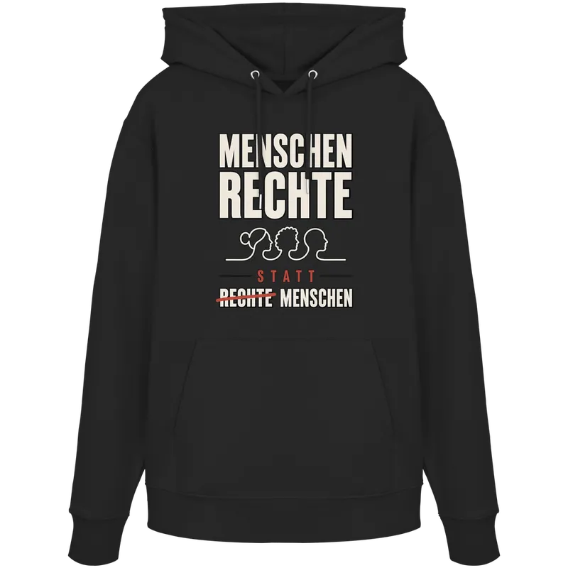 Menschenrechte statt rechte Menschen — Organic Hoodie in Black von Personal Paramedic