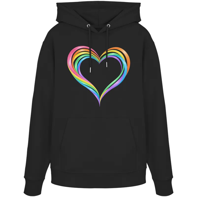 Pastell-Regenbogenherz — Organic Hoodie in Black von Personal Paramedic