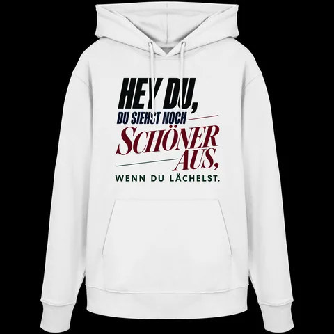 Hey du, du siehst noch schöner aus, wenn du lächelst — Organic Hoodie von Personal Paramedic